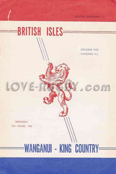 1966 Wanganui-King County v British Isles  Rugby Programme